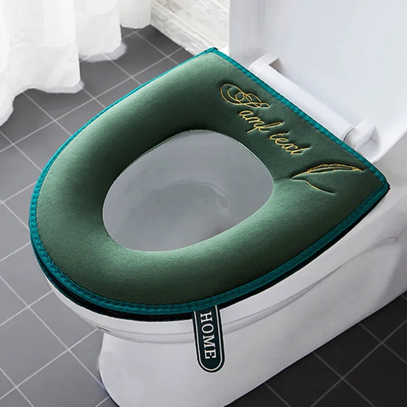 

Universal Toilet Seat Cover Winter Warm Soft WC Mat Bathroom Washable Removable Zipper with Flip LidHandle Waterproof Household