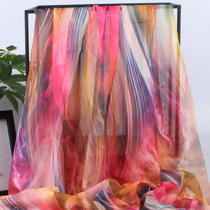 100X150Cm Gradiëntkleur Chiffon Stof Voor Zijden Sjaals Vrouwen Zomer Doorschijnende Jurk Rok Diy Naaien Ambachtelijke Benodigdheden Zijde Materiaal