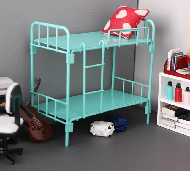 Miniature Food And Play Dormitory Bunk Bed Mini Model 1:12 Min Ob11 Doll House Bunk Bed Doll House