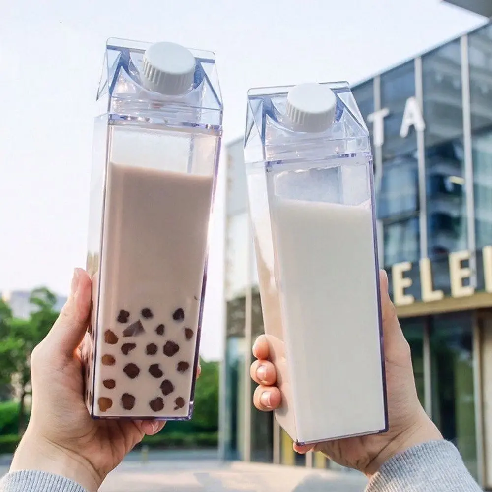 

Plastic BPA Free with Brush Square Kitchen Supplies for Sports Container Drinkware Milk Carton Juice Box Water Bottle