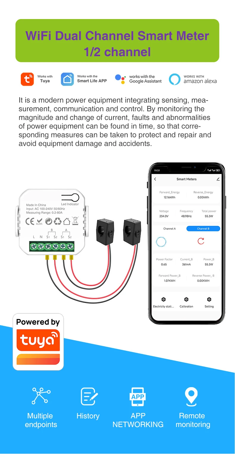 SmartDHOME Misuratore Energia Wi-Fi | Monitor Consumi Casa E Fotovoltaico | App Smart Life | Allarmi - Foto 9