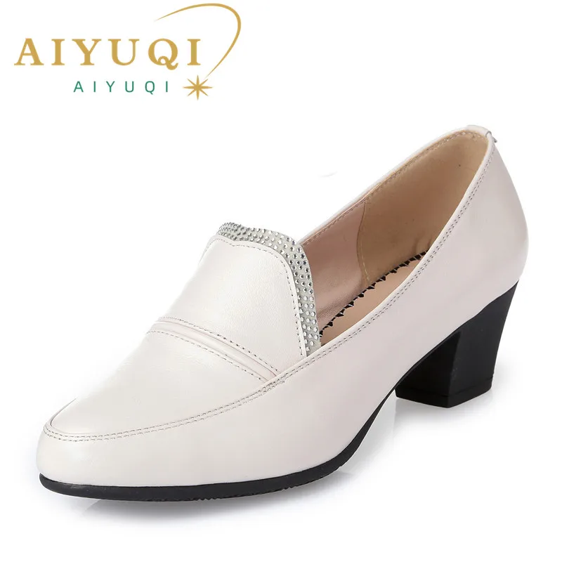 AIYUQI Genuine Leather Woman Shoes 2024 Spring Fashon Shoes Soft Office Shoes Sapato Feminino Casual Sapatos Square Heel Fashion
