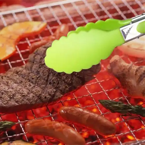 18cm Metal Silicone BBQ Tongs Food Serving Grill Food Tongs Stainless Steel Locking Cooking Tongs Tools Gadget For Home Kitchen - Image 3