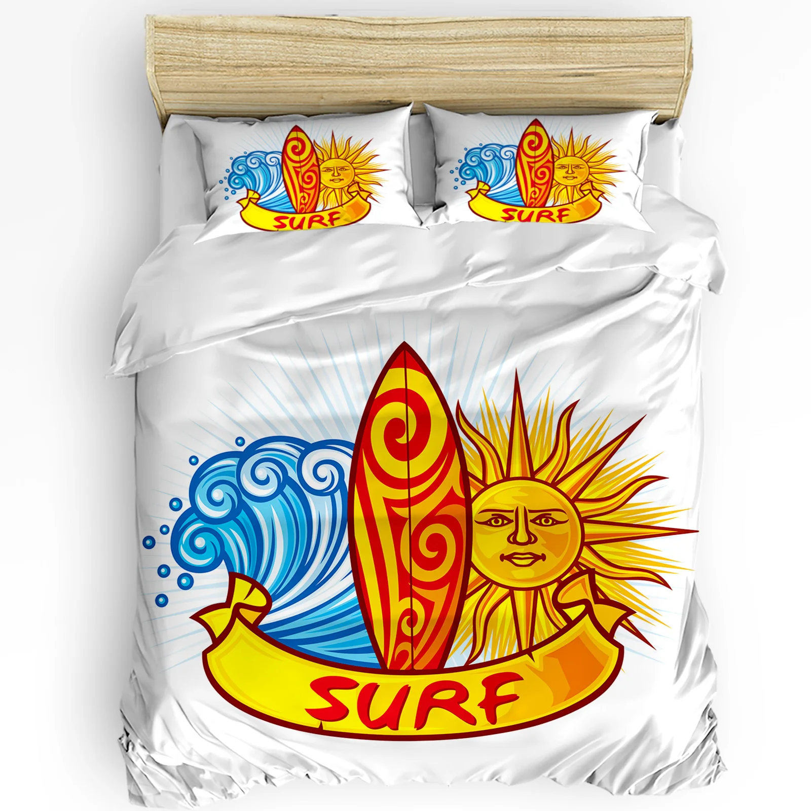 

Surfboard Waves Sun Duvet Cover Bed Bedding Set For Double Home Textile Quilt Cover Pillowcases Bedroom Bedding Set (No Sheet)