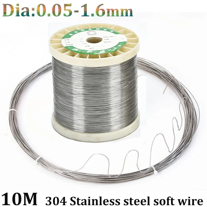 304 Stainless Soft Steel Wire Single Strand Lashing Soft Iron Wires  Diameter0.05-1.6mm Bright Surface Corrosion Resistance 10M