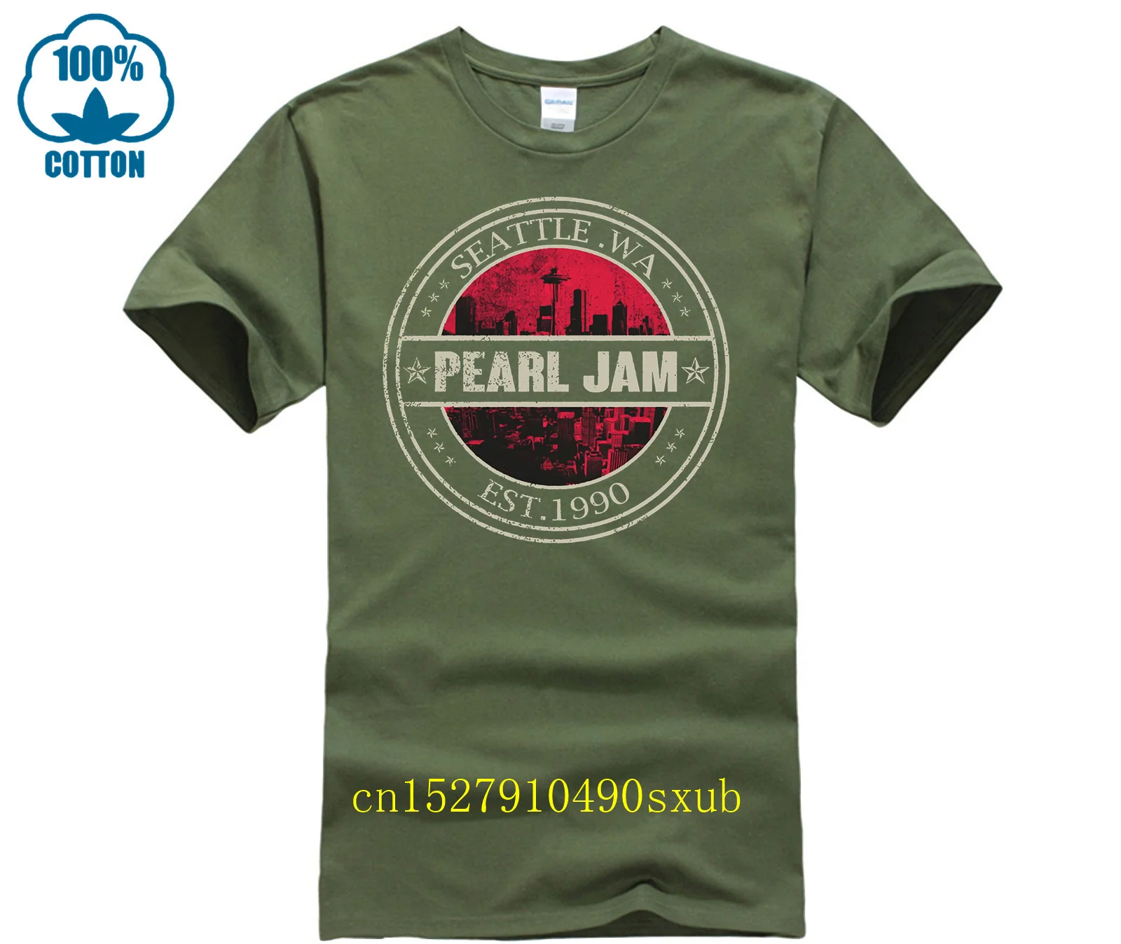 Man T-shirt Seattle Wa Pearl Jam Est 1990 Shirt Vrouw Tee