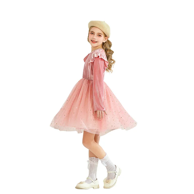 European And American Girls Long-sleeved Foreign-style Party Dress Princess Dress Performance Clothes Children's Clothing Star M - Image 2