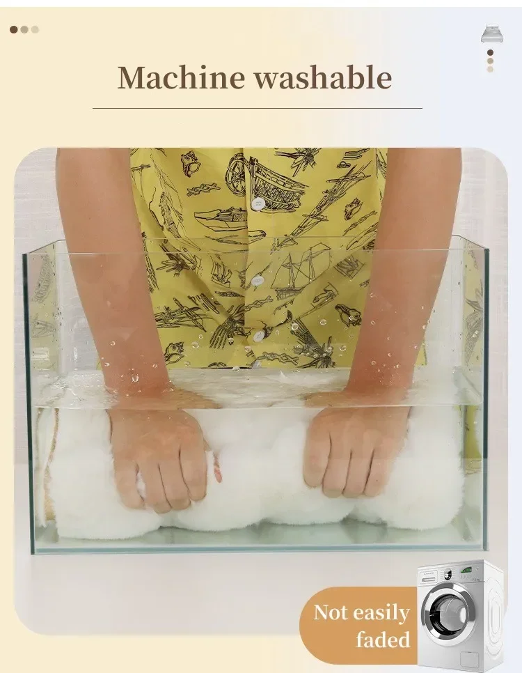 Flauschiger Teppich aus Kunstkaninchenfell für Schlafzimmer, Bodenmatte, luxuriöser Plüsch-Teppich, weiche Anti-Rutsch-Teppiche, Kinderzimmer-Sofa-Dekoration, waschbarer Teppich – Detail 6