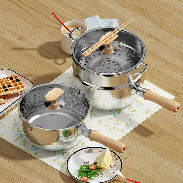 Cooking Pot,Non Stick Saucepan With Lid Durable Carote Pot Baby  Complementary Food Small Pot for Home Kitchen (18cm)