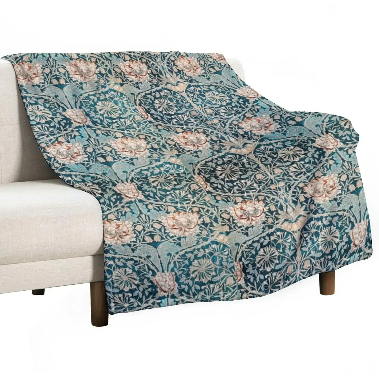 

William Morris Blue Pink Flower Throw Blanket warm for winter Blankets Sofas Of Decoration Designers Bed covers Blankets