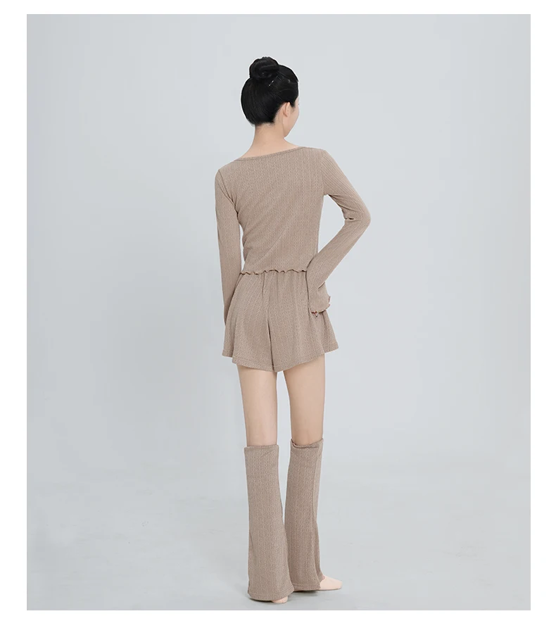 Mädchen Ballett Tanz Kleidung Herbst Set für Frauen Neue Strickjacke + Shorts 2 stücke Tägliche Praxis Outfits Lange-ärmeln Top – Detail 7