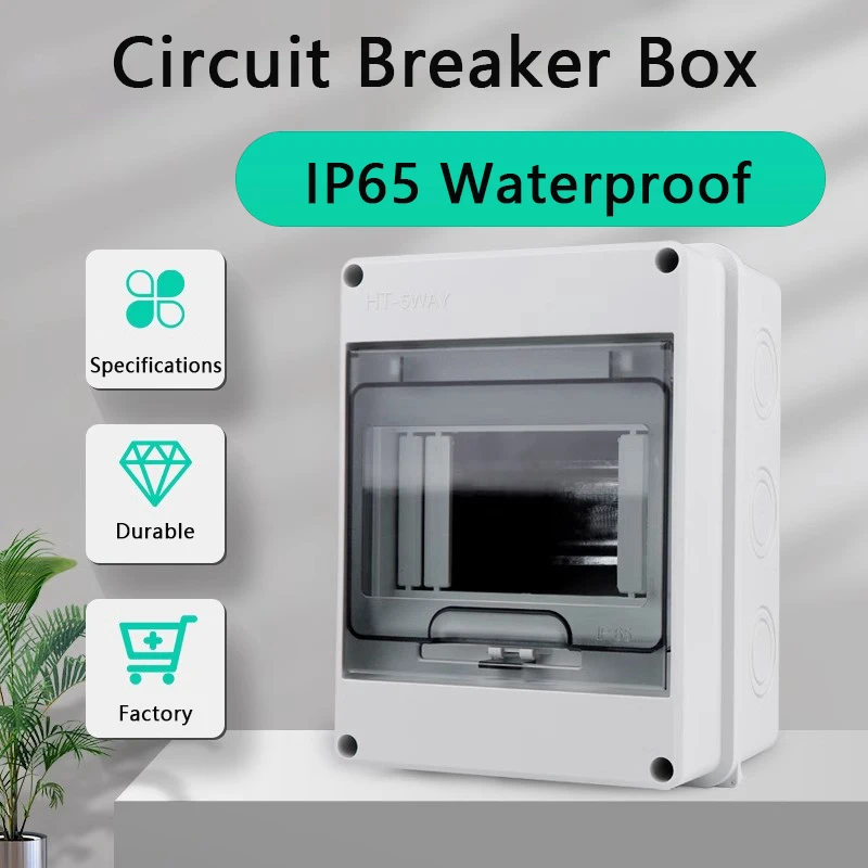 HT Series 5/8/12/15/18/24 Ways IP65 Waterproof Electrical Distribution Box Circuit Breaker PC ABS Plastic MCB Power Junction Box electrical distribution box