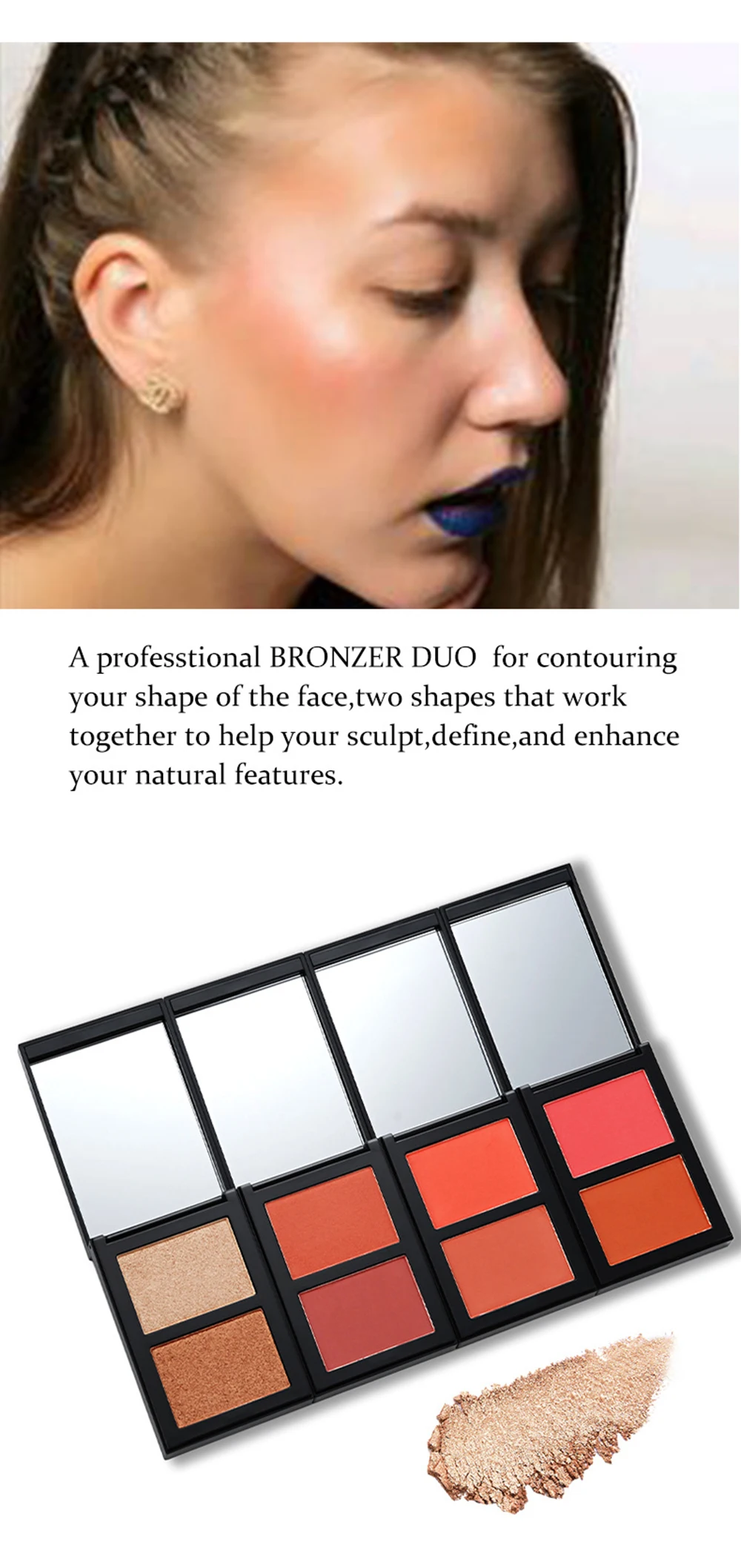 Contouring Powder Palette 14 Colour Custom Blush And Highlighter_voghion.com