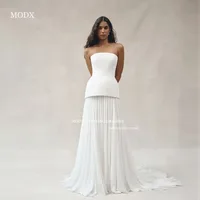 MODX Elegant Satin Wedding Dress A-line Off-shoulder European and American Women Tulle Trailing Formal Bridal Gowns Customized 1