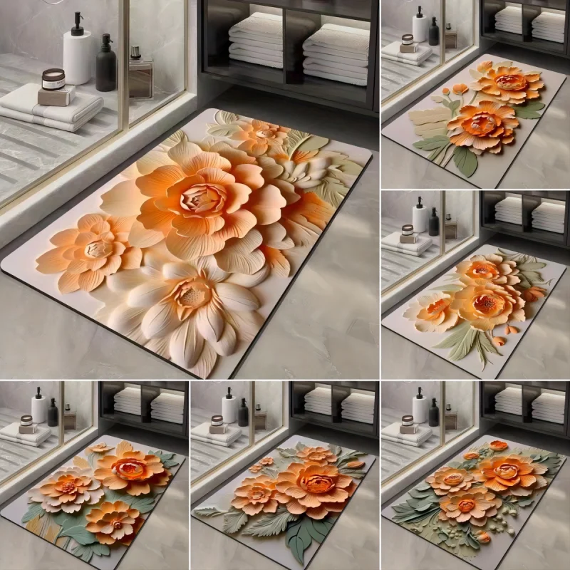 3d-Flower-Printed-Bath-Mat-Non-Slip-Bathroom-Rug-Super-Absorbent ...