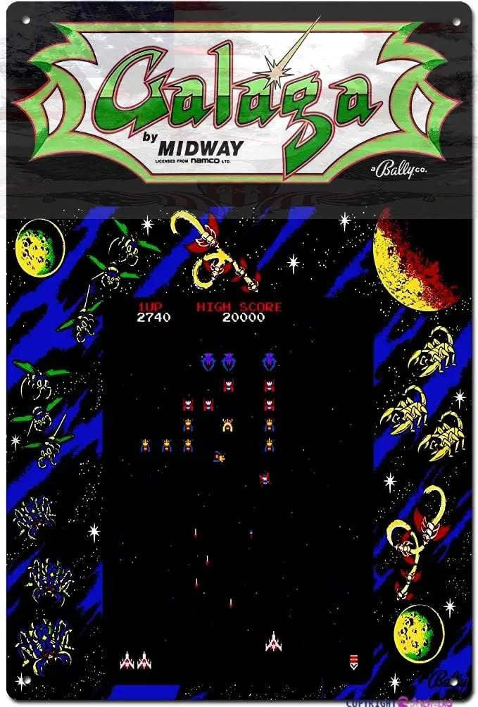 Retro Metal Sign/Vintage Arcade Games Galaga Tin Sign Retro Look Home Cave,Bar,Club,Kitchen Wall Decoration Metal Tin