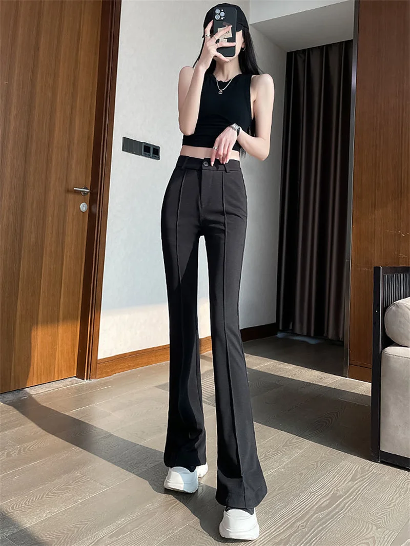 Black Dropping Flare Pants for Women's Autumn Winter 2023 New Slim Fit High Waist Slim Suit Slim Slim Slim Slim Floor Slam Pants
