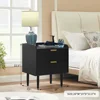 20" Small Side Table, Modern Bedside Tables with 2 Stroage Drawers, for Table for Living Room, Bedroom, Black&Gold, 1-Pack 4