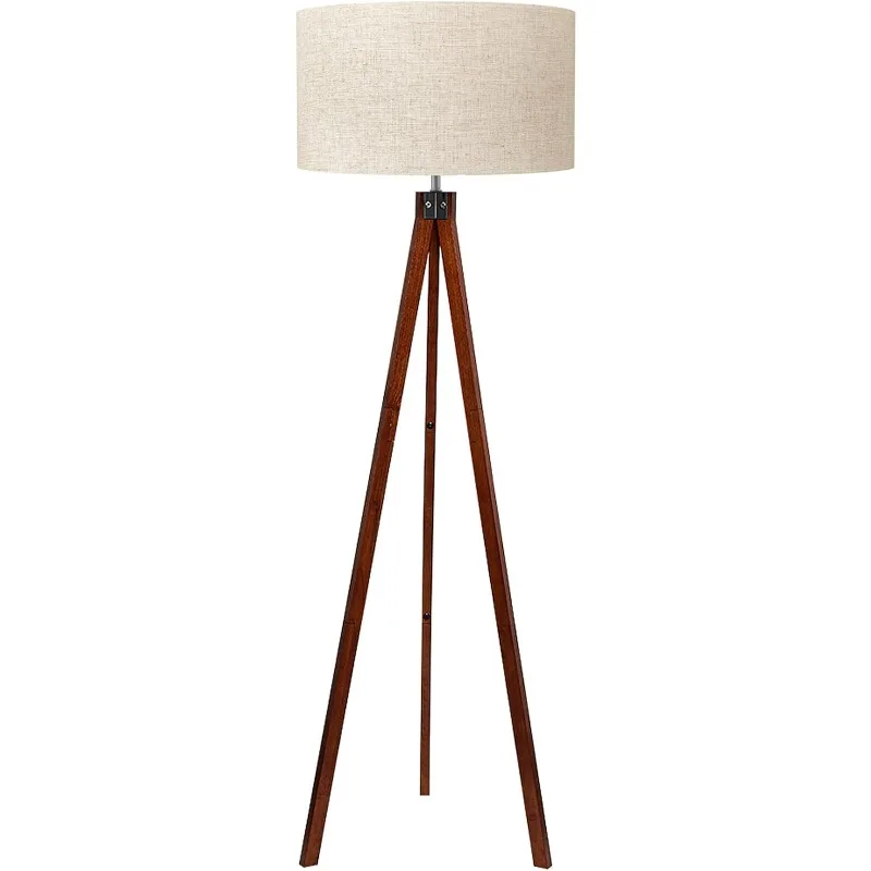 Wood Tripod Floor Lamp, Mid Century Standing Lamp, Modern Design Studying Light for Living Room, Bedroom, Study Room