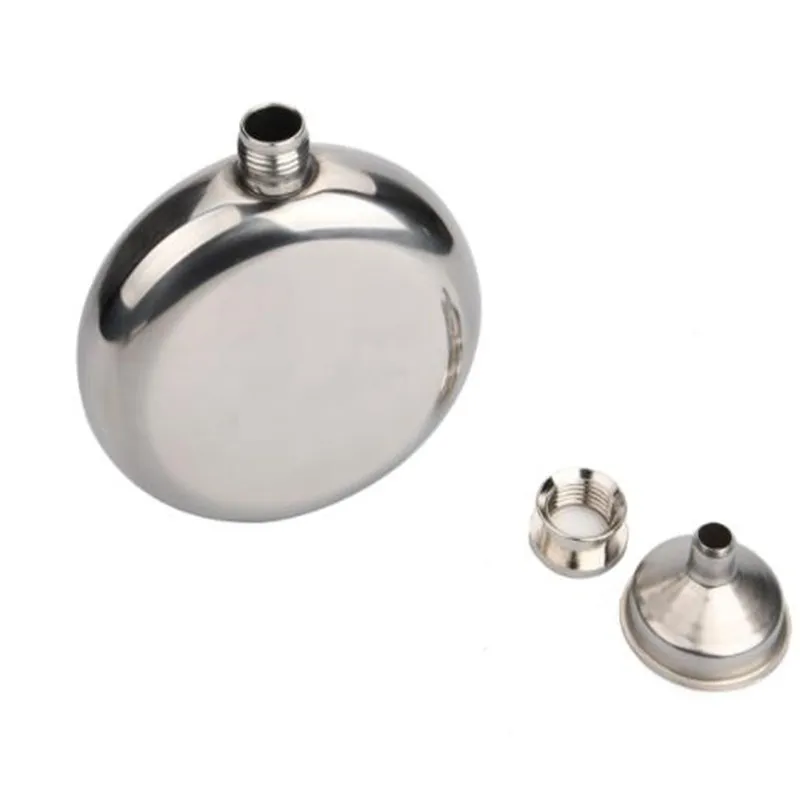 휴대용 원형의 스테인리스 스틸 플라스크, 5 oz, 작은 깔때기 거울, 부드러운 ..