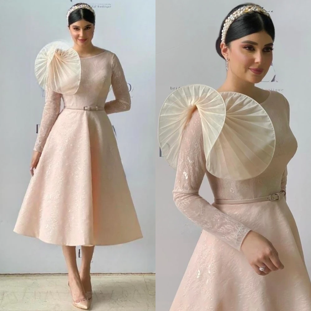 

Simple Exquisite Jewel A-line Belt Lace Formal Occasion Gown Cocktail Robe Pour Cérémonie De Mariage Sexy Casual