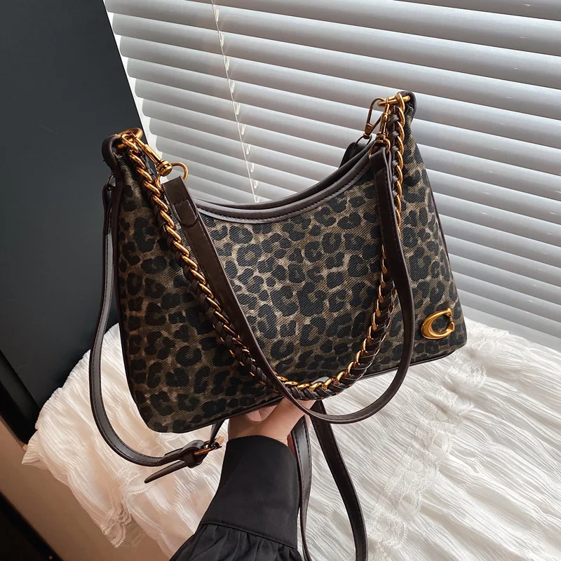 Trendy Leopard Print One Shoulder Underarm Bag Autumn Winter New Style Elegant Women's Handbag Fashion Simple Crossbody Bag