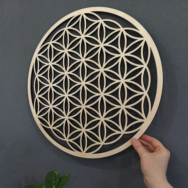 20/30 Cm Szent Geometria Élet Virág Energy Mat Wood Slice Base Of Tisztító Kristályok Gyógyító Tárcsa, Mint Az Otthoni Faldekoráció - Image 4