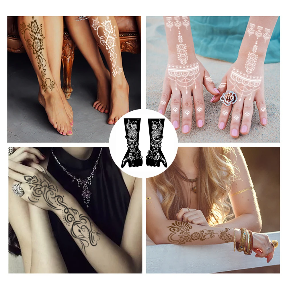 16Pcs/Set Henna Tattoo Stencils for Women/Girl Body Painting, Hand/Foot  Tattoo Kit New Designs Temporary Tattoo Templates - AliExpress