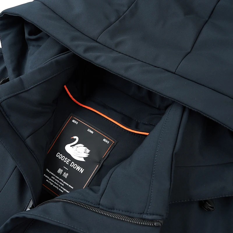 YX-2612 Men Down Jacket Medium To Long Thickened Warm For Winter Thick White Duck Down Pie Casual Jacket