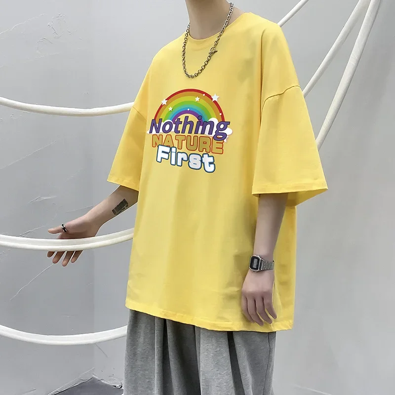 

Mens Summer Cotton Tshirts New Clothing White Men's Oversized T-Shirt Print Casual Tee Shirts 5XL T Shirt for Men Streetwear