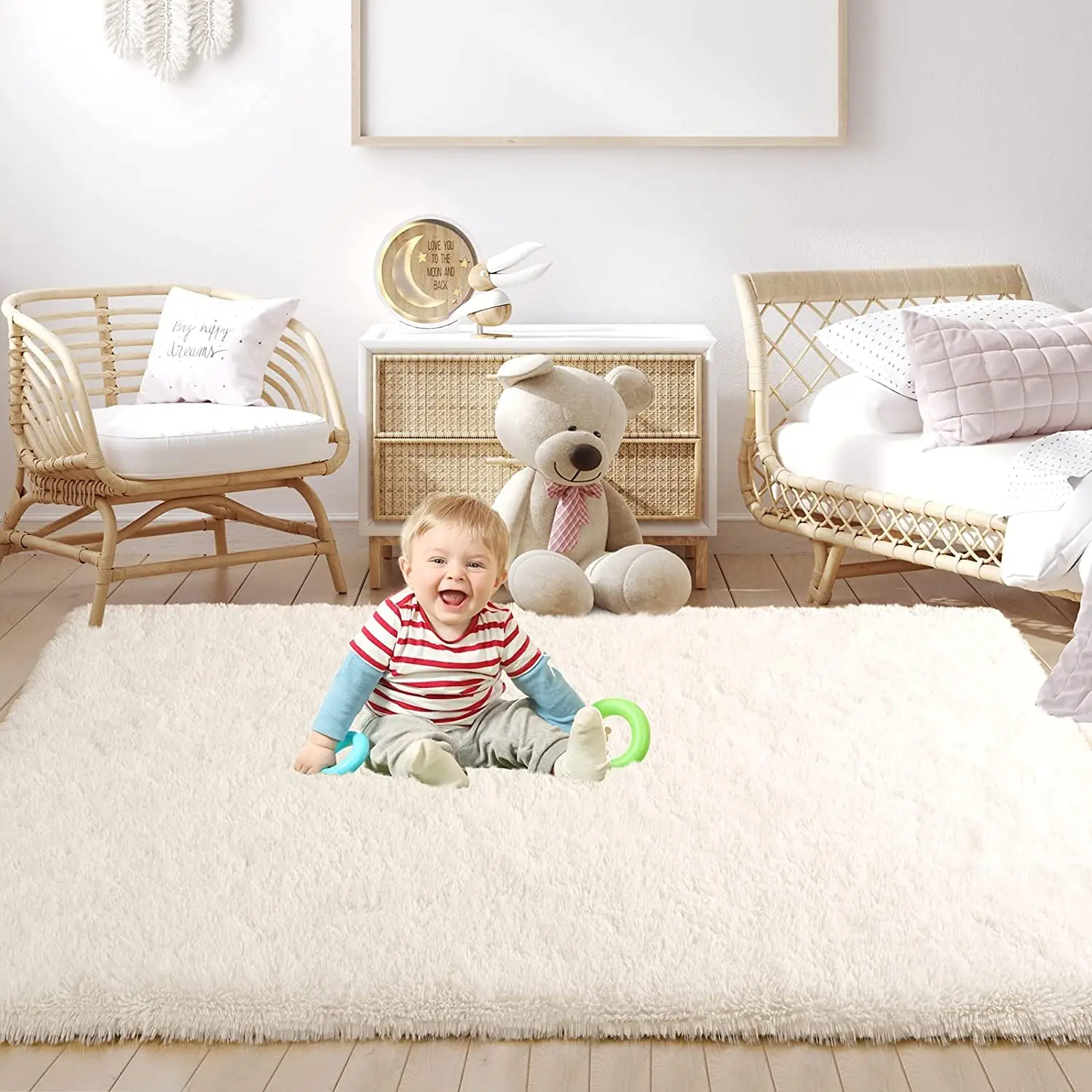 NOAHAS Fluffy Area Thick Rugs Living Room Plush Carpets Play