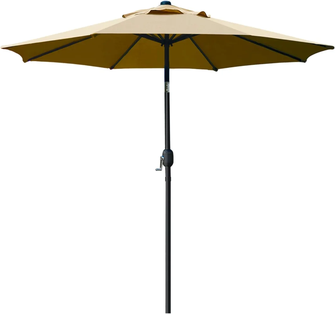 

Sunnyglade 9' Patio Umbrella Outdoor Table Umbrella with 8 Sturdy Ribs (Tan)