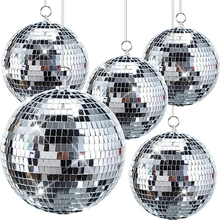 Thrisdar 10/20/30CM Mirror Glass Ball Reflective Disco DJ Silver Ball For Dance Stage Home Party Commercial Window Display Decor