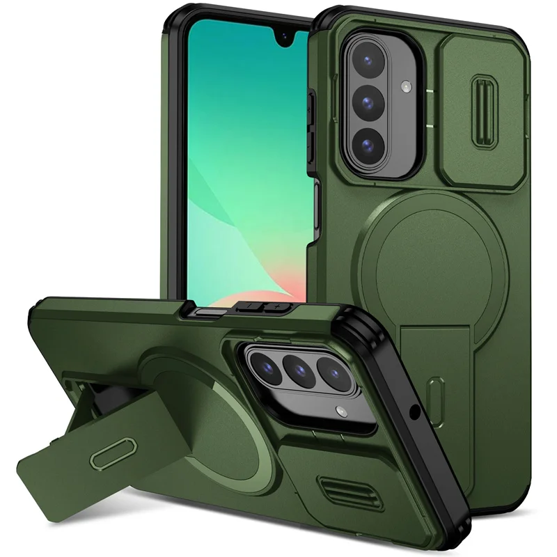 Armor Shockproof Magnetic Wireless Charging Case with Foldable Stand