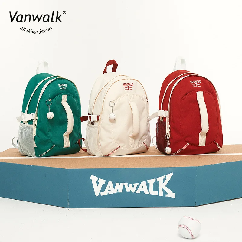 

Vanwalk бейсбольная серия американская Ретро Женская колледжа Ins младшая старшая школа легкая двойная сумка через плечо школьная сумка для пары