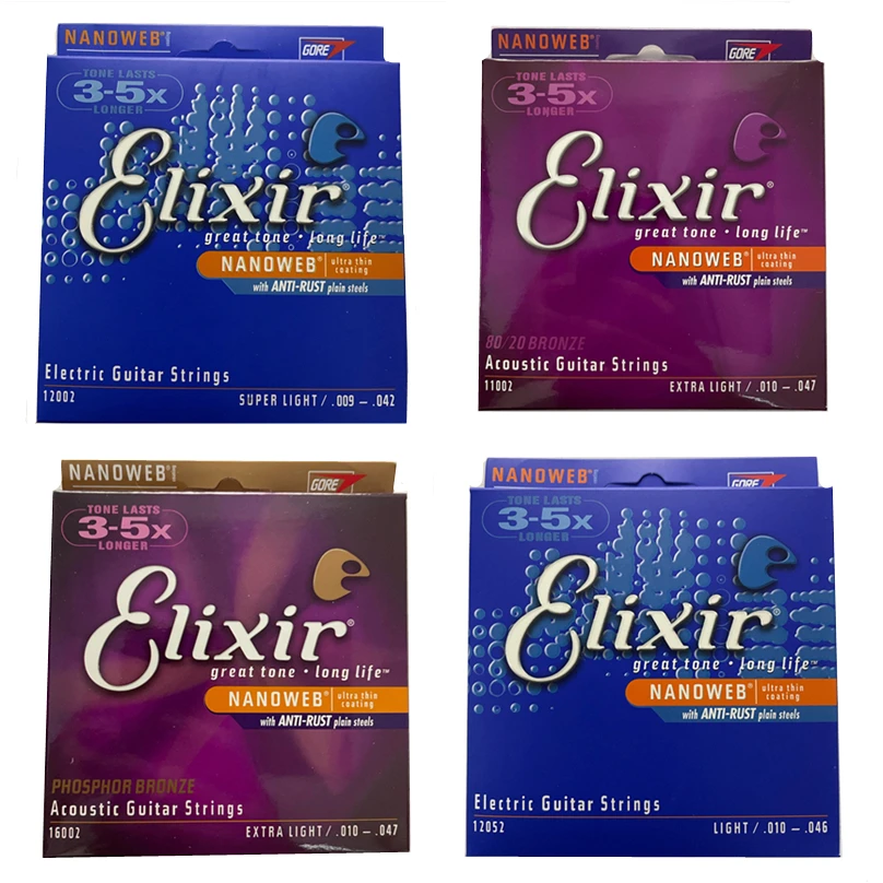 

Elixs Acoustic Guitar Strings 11002 12052 16027 Anti-Rust Electric Guitar Strings ,Phosphor Bronze, 80/20 Bronze, Nickel