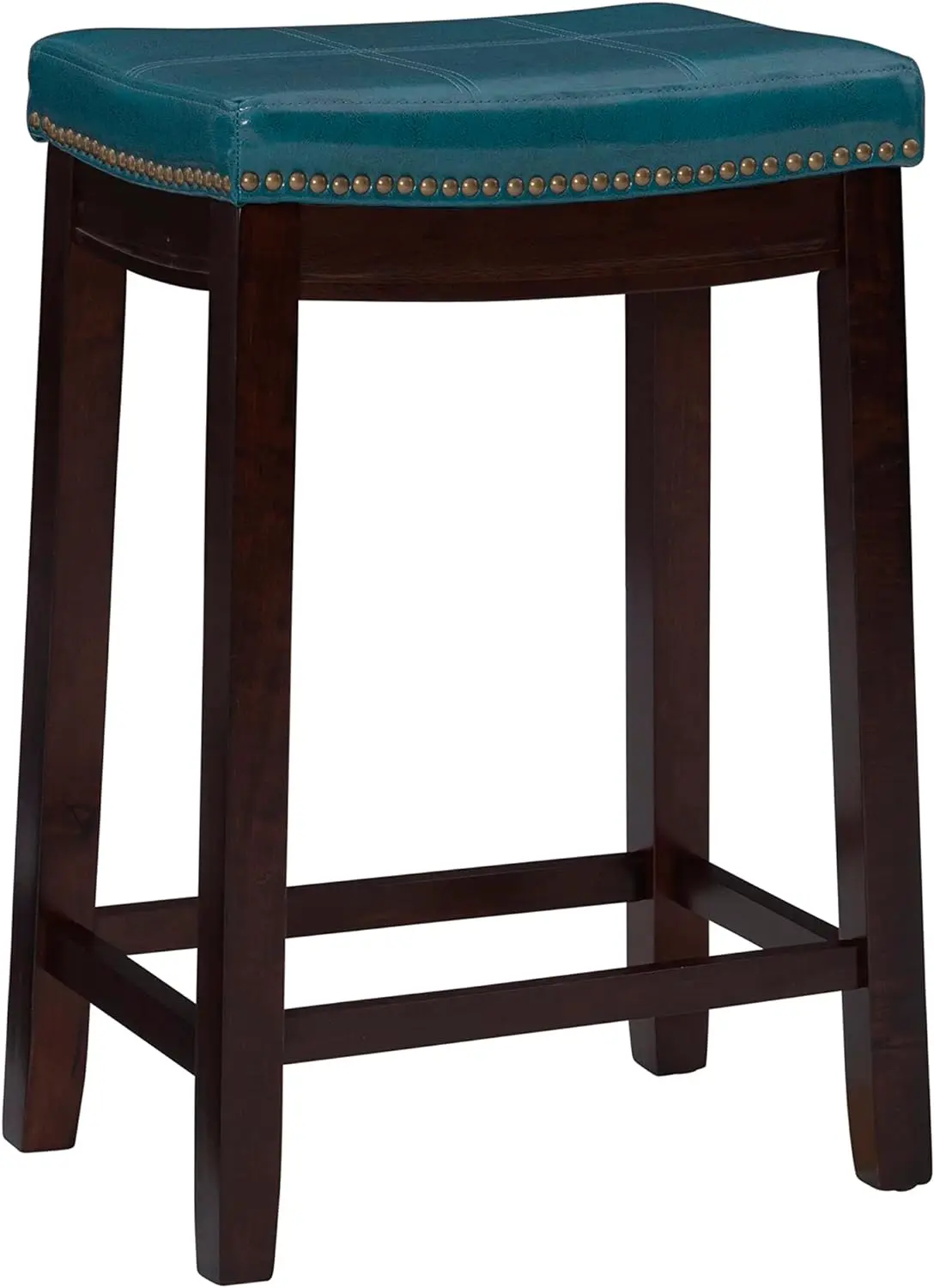 

Counter Height Bar Chairs Backless Beige Faux Leather Saddle Stools Set of 2