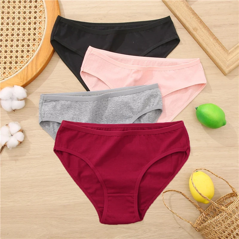 

S-XL Jacquard Cotton Panties Women Panties Sexy Female Underpants Briefs Solid Color Intimate Pantys For Woman