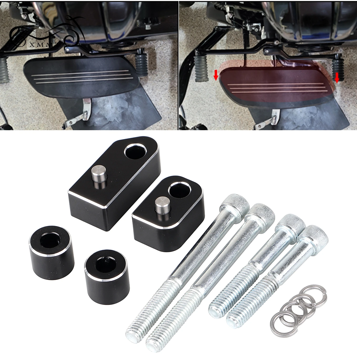 Black CNC Aluminum Driver FloorBoard 3/4'' Extension Spacer Kit For