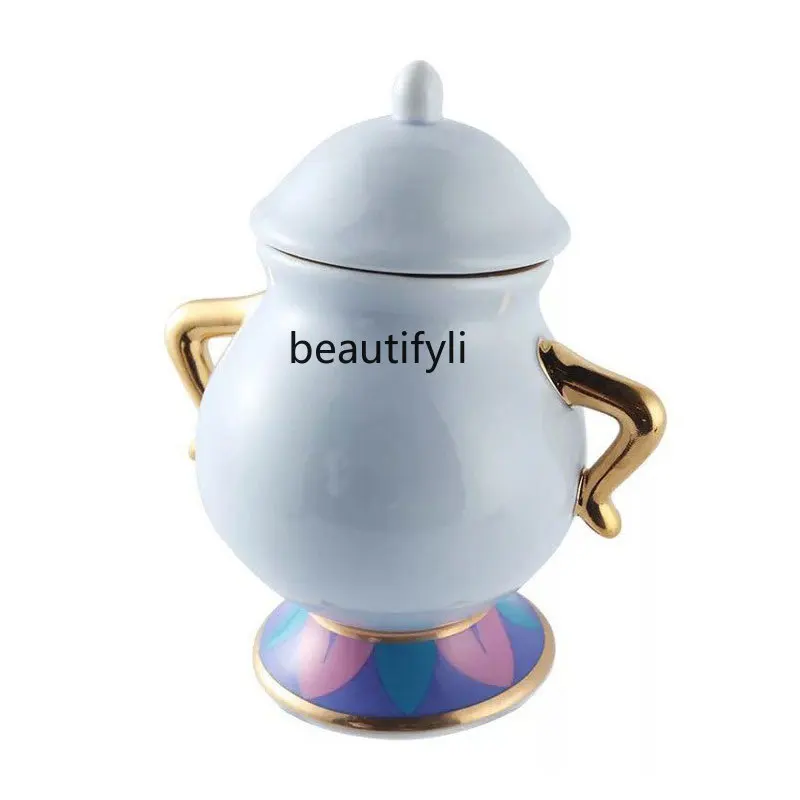 

TT Teapot Gold-Plated Teapot Tea Pot Lady Archie Cup Ceramic Cup Sucrier