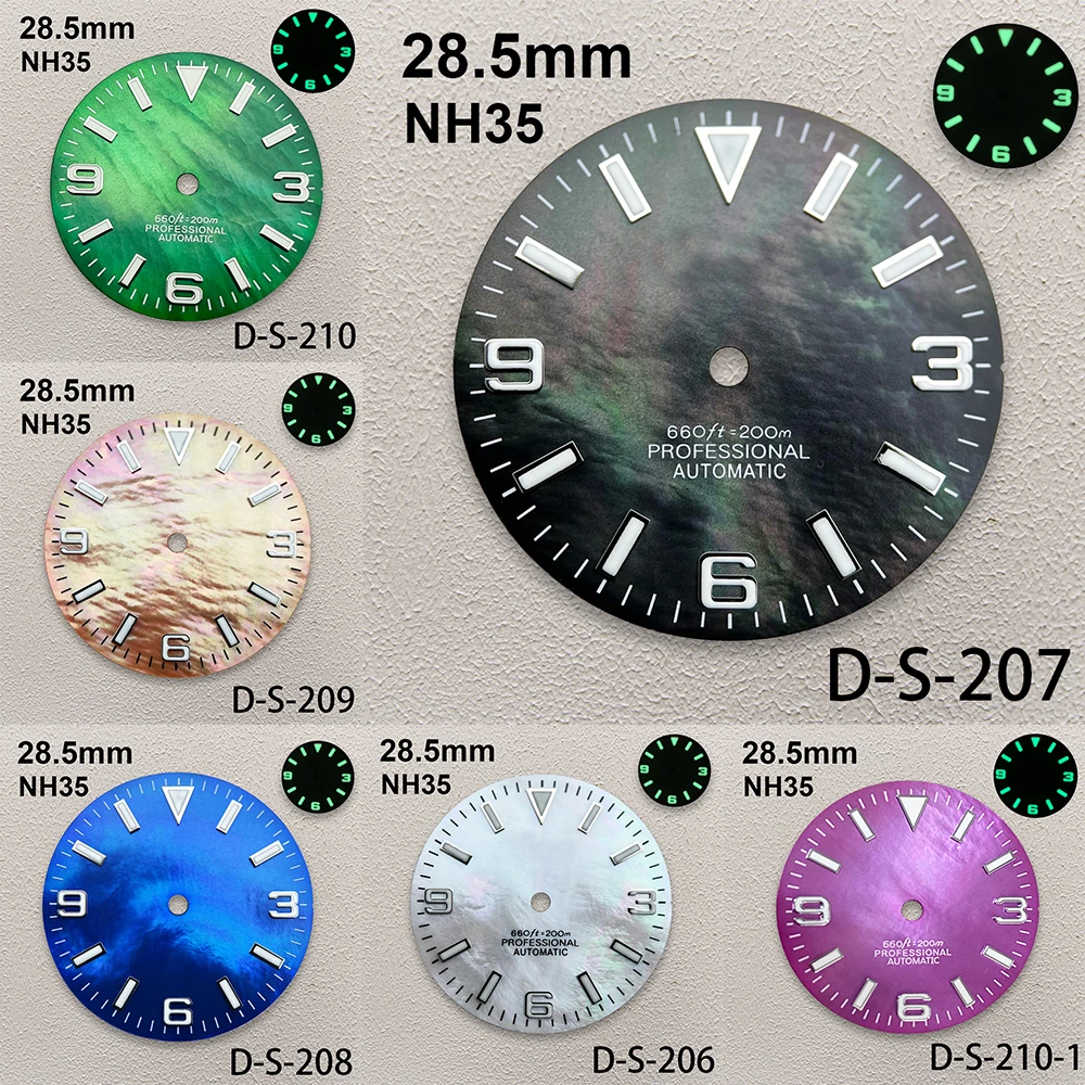 

28.5mm S Logo True Fritillaria Modified Dial Suitable For NH35/36/4R /7S Movement Green Glow Watch Accessories Customized logo