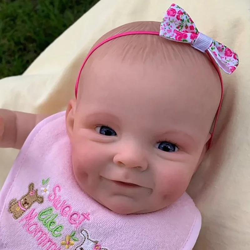 

55CM Reborn Doll Shaya Smiling Face Doll Soft Body Cuddly Newborn Baby Doll Hand-draw Hair Christmas Gift