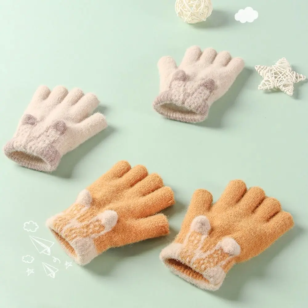 Acrylic Winter Knitted Half Finger Gloves for Kids