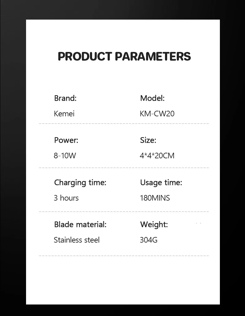 Ferramenta, baixo ruído Pet Trimmers, km-cw20