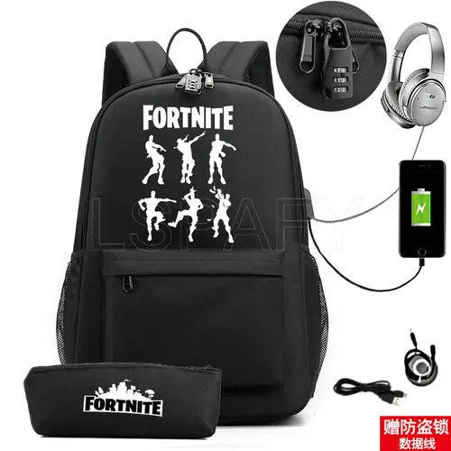 USB 충전 FORTNITE 프린트 백팩, 어린이 학교 가방, 소년 FORTNITE 십대 백팩, 어린이 만화 배낭, 17 인치 3