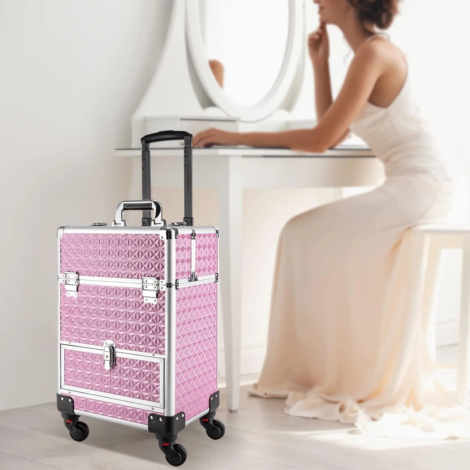 Rolling Makeup Manicure Storage Case Stylish Organizer for Studio or Travelling Nail Technician Artists Cosmetologist Stylist 6