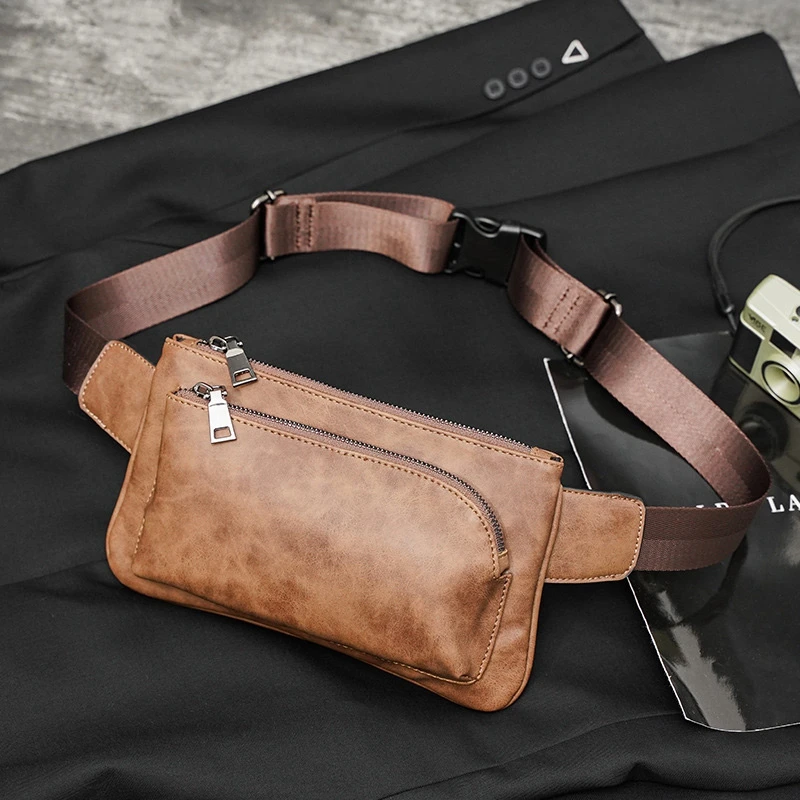 New Men's Casual Mobile Phone Bag Waterproof Solid Color Quality Chest Bag Outdoor Fashion Sports Waist Bag