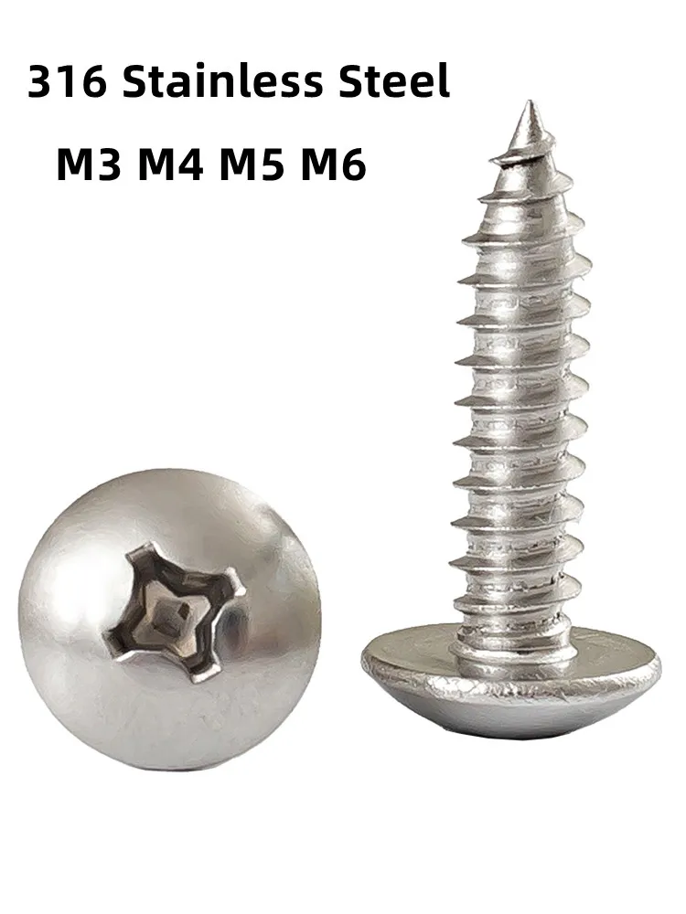 

M3 M4 M5 M6 316 Stainless Steel Self-tapping Truss Screws Round large Flat round Head Cross Mushroom Phillips Screws