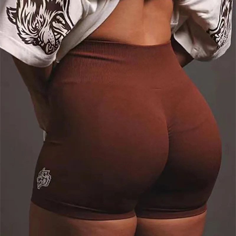 Darc Sports Shorts Elastic Yoga Pants for Women Wolf Head Naked Sense Yoga Shorts Peach Hip Fitness Breathable Sports