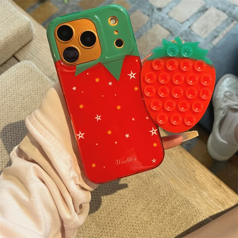 Strawberry Delight Full Screen Silicone Suction Cup Phone Case